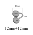Adjustable silver stainless steel ring base with double 12mm trays for DIY jewelry making - Double Round Bezel / Steel