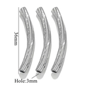 Pack of three 36mm silver textured curved tube beads for DIY jewelry making - Fine Hammered Style (D-Steel)