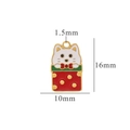 White cat in red gift box charm with gold plating for DIY jewelry making - Red Dot Gift Box Cat Style (B)