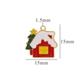 Weihnachtshaus-Anhänger in Rot und Weiß mit grünem Baum, 15mm Größe für DIY-Schmuck - Verschneite Hütte