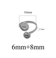 Silver stainless steel double bezel ring base with 6mm and 8mm round blank trays - Double Round Bezel / Steel