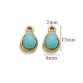 Sky blue teardrop stone pendant with gold stainless steel frame for DIY jewelry making - Small-Turquoise