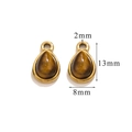 Water drop tiger eye stone pendant in gold plated stainless steel, size 13x8mm - Small-Tiger Eye