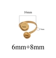Adjustable golden stainless steel ring base with 6mm and 8mm double tray settings - Double Round Bezel / Gold