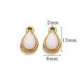Golden teardrop charm with white stone inlay for jewelry making, size 13x8mm - Small-White Agate