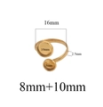 Adjustable golden stainless steel ring base with 8mm and 10mm double round trays for DIY jewelry - Double Round Bezel / Gold