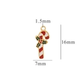 Weihnachts-Zuckerstangen-Emaille-Anhänger in Rot-Weiß mit Goldrand, Größe 16mm x 7mm - Zuckerstange
