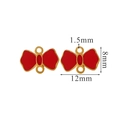 Red bow tie alloy charm with gold plating for festive DIY jewelry making, 12x8mm size - Red Edged Bowknot Style (9)