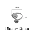 Adjustable silver stainless steel double ring base with 10mm and 12mm DIY tray settings - Double Round Bezel / Steel