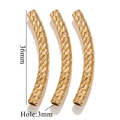36mm gold plated stainless steel curved tube beads with textured diamond cut finish - Grid Rhombus Style (G-Gold)