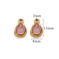 Pink stone teardrop charms in gold finish for DIY jewelry making 13x8mm size - Small-Rose Quartz