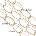 18K gold plated large oval link chain with textured finish 35x19mm for DIY jewelry - Gold Oval Hammered Chain (G12)