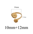 Adjustable golden stainless steel double blank ring base with 10mm and 12mm trays - Double Round Bezel / Gold