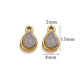 Golden teardrop charms with grey stone inlays for DIY jewelry making 13x8mm - Small-Grey Aventurine