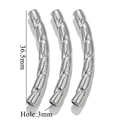 36.5mm polished stainless steel silver curved bamboo tube beads for DIY jewelry making - Bamboo Hammered Style (H-Steel)