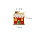 Weihnachtshäuschen-Anhänger in Rot mit Goldrand, 15x14mm DIY Schmuckzubehör - Rotes Weihnachtshaus