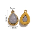 Water drop charm pendant with golden frame and gray stone for DIY jewelry making - Large-Grey Aventurine