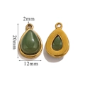 Gold-plated teardrop pendant with green natural stone and measurement markings - Large-Green Aventurine