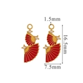 Red fan-shaped stainless steel charms with gold edges and small pearls for DIY jewelry - Red Fan Shape Three Beads Style (12)