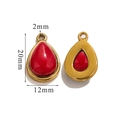 Water drop 20x12mm gold stainless steel charm with red natural stone for DIY jewelry - Large-Red Agate