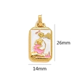Detail showing 26mm tarot card pendant with colorful enamel girl and gold finish - Pink Girl Tarot Style (11)