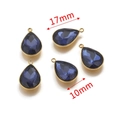 Deep blue faceted crystal teardrop pendant with gold metal rim, 17mm x 10mm size - Dark Blue (Large-3)