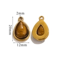 Golden teardrop charms with natural tiger eye stone for DIY jewelry making 20x12mm - Large-Tiger Eye