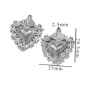 Macro detail showing dimensions of 25mm vintage heart pendant with angel wing design - Steel Pendant 2