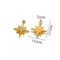 Gold stainless steel North Star pendant with zircon, 18x21mm jewelry accessory - Hexagram