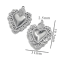 Detailed size view of silver stainless steel heart pendants with vintage floral patterns - Steel Pendant 3