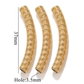 37mm 18K gold plated stainless steel textured curved tube beads for DIY jewelry making - Rhombus Cut Style (J-Gold)