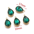 Set of 5 emerald green glass teardrop pendants with gold plated stainless steel edges - Emerald Green (Large-4)