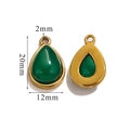 DIY teardrop pendant in golden finish with green translucent stone for jewelry making - Large-Green Agate