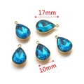 Five royal blue teardrop crystal pendants with gold edges measuring 17mm by 10mm - Royal Blue (Large-5)