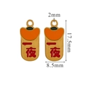 Golden stainless steel New Year charm with red enamel Chinese characters and size specs - Yiye Orange Yellow Enamel Style (16)