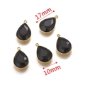 Five-piece set of black teardrop crystal charms with gold-plated stainless steel frames - Black (Large-6)