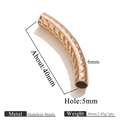 40mm rose gold stainless steel curved tube bead with hammered texture for DIY jewelry - Thick Tube Rhombus Texture (Rose Gold)