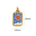 Gold plated stainless steel sun eye tarot pendant with blue enamel 26x14mm - Blue Sun Eye Style (2)