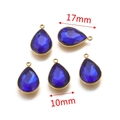 Five pack of teardrop dark blue crystal charms with gold plated stainless steel edges - Sky Blue (Large-7)