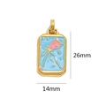Rectangular enamel tarot pendant with pink jellyfish design and gold plated beaded edge - Pink Ocean Jellyfish Style (3)