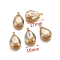 Champagne teardrop faceted crystal pendant with gold stainless steel rim 17x10mm size - Champagne (Large-8)