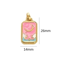 Pink enamel tarot moon pendant in gold plated stainless steel, 26x14mm rectangular size - Pink Starry Mountain Style (4)