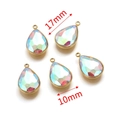 Five AB crystal teardrop pendants with gold frames measuring 17mm by 10mm each - Iridescent AB (Large-9)
