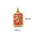 Vintage gold plated stainless steel tarot pendant with red enamel sun design - Red Abstract Sun Style (5)