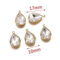 Five gold-plated teardrop crystal pendants with 17mm faceted glass drops for jewelry DIY - Transparent (Large-10)