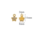 Star-shaped gold stainless steel pendant with white zircons for DIY jewelry necklaces - Pentagram