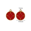 10mm red and gold stainless steel round pendant charm for festive DIY jewelry making - Four Point Star Pattern Round Style (20)