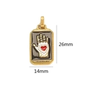 Enameled tarot card pendant with hand and heart design, dimensions 26mm by 14mm - Palm Holding Heart Style (6)