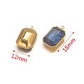 Rectangle blue crystal pendant with gold stainless steel base 12mm x 18mm - B-Style Ink Blue