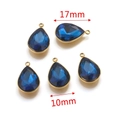 Blue teardrop crystal pendant with gold metal frame for DIY jewelry making, 17mm x 10mm - Deep Sea Blue (Large-11)